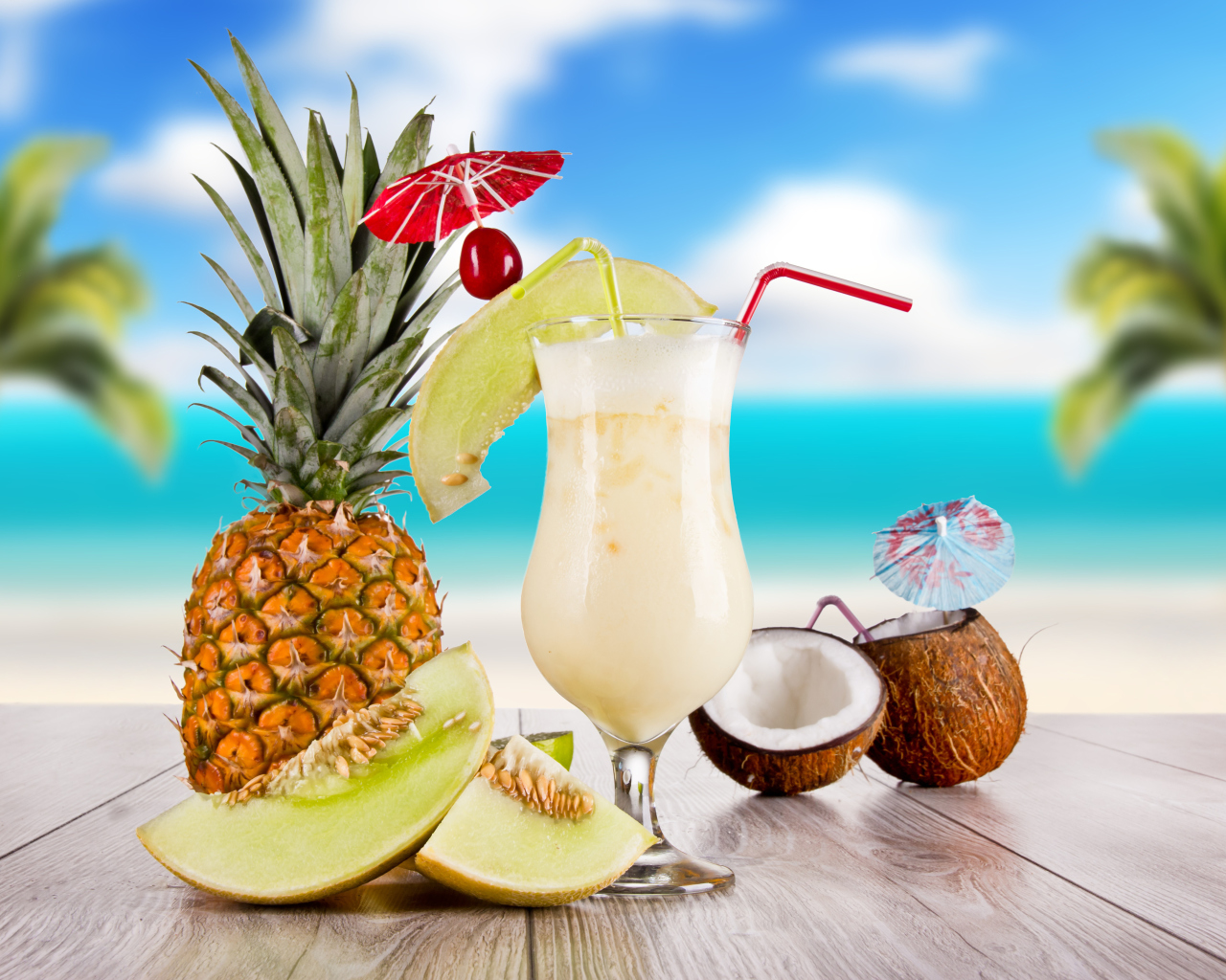 Coconut and Pineapple Cocktails wallpaper 1280x1024