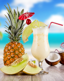Das Coconut and Pineapple Cocktails Wallpaper 128x160