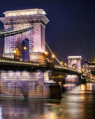 Chain Bridge in Budapest on Danube - Obrázkek zdarma pro 480x640