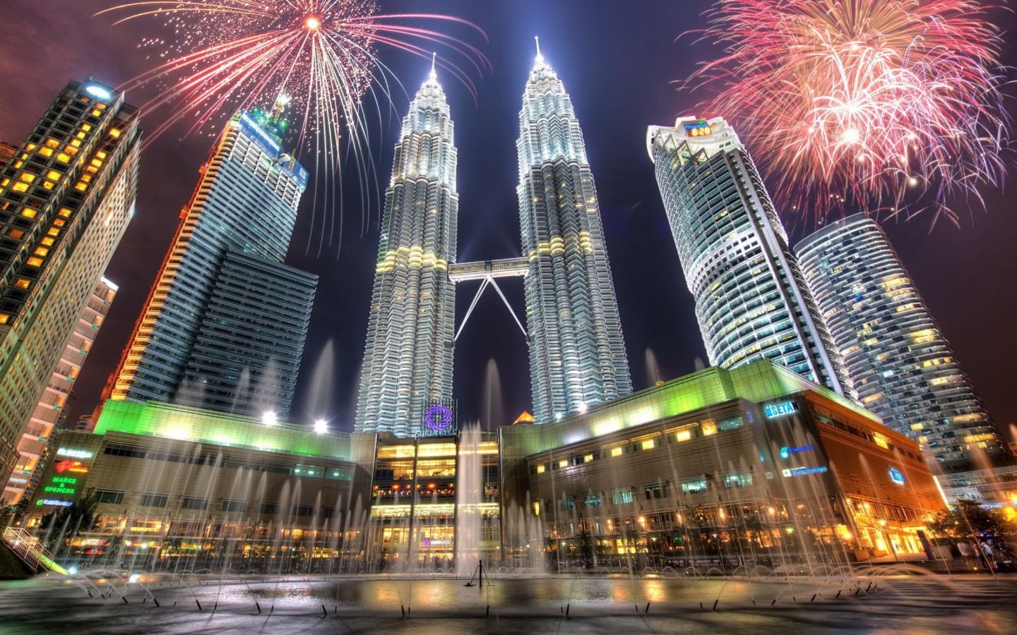 Das Petronas Towers in Kuala Lumpur (Malaysia) Wallpaper 1440x900