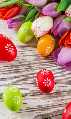 Easter Tulips and Colorful Eggs screenshot #1 240x400