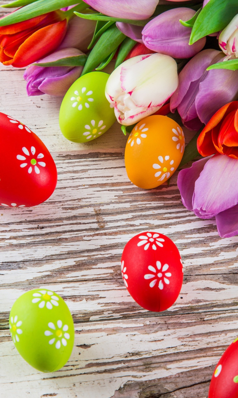 Screenshot №1 pro téma Easter Tulips and Colorful Eggs 768x1280