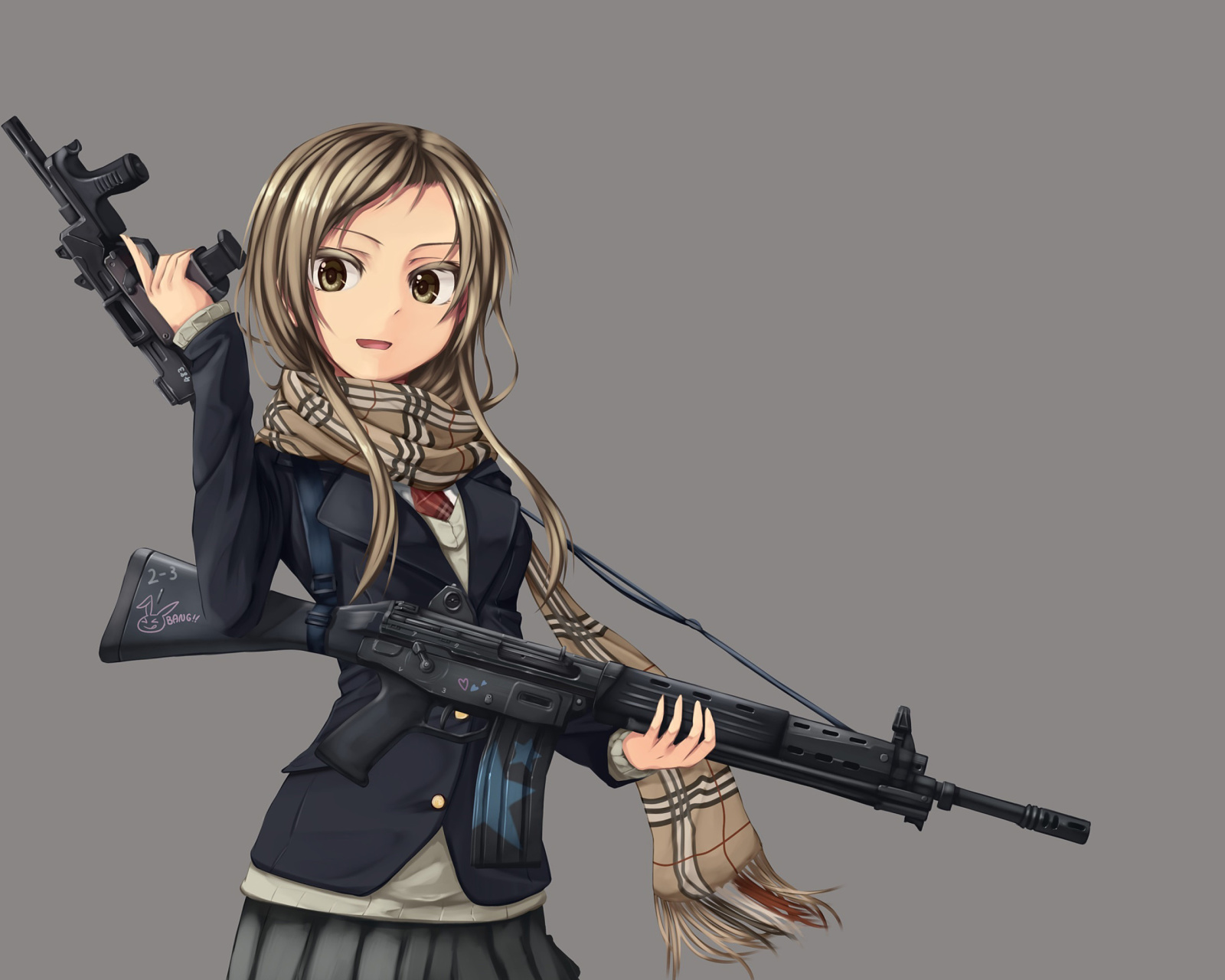 Fondo de pantalla Anime girl with gun 1600x1280