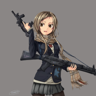Anime girl with gun papel de parede para celular para iPad mini 2