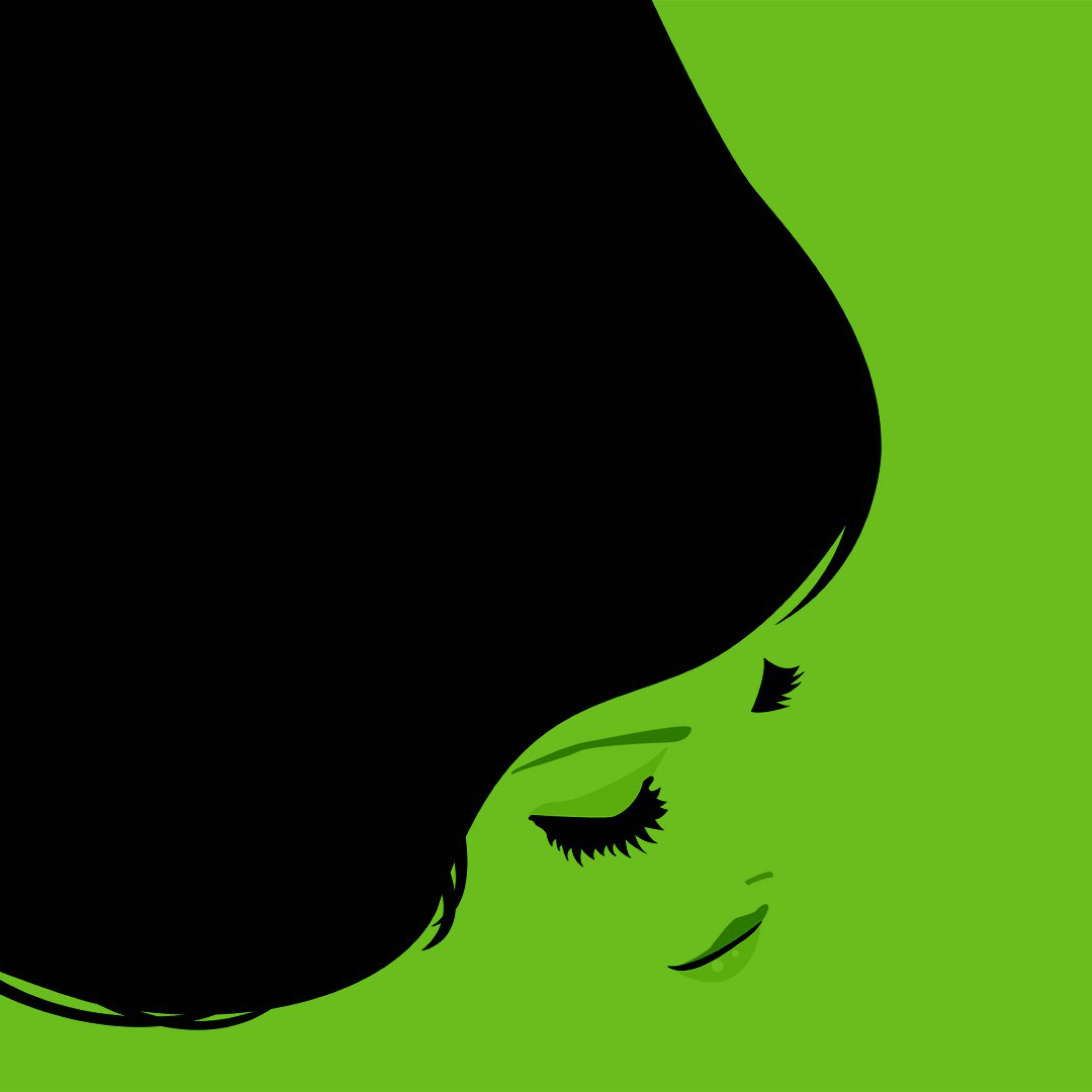 Das Girl's Face On Green Background Wallpaper 2048x2048