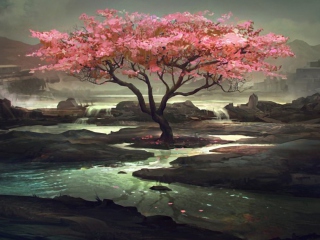 Fondo de pantalla Blossom Tree Painting 320x240