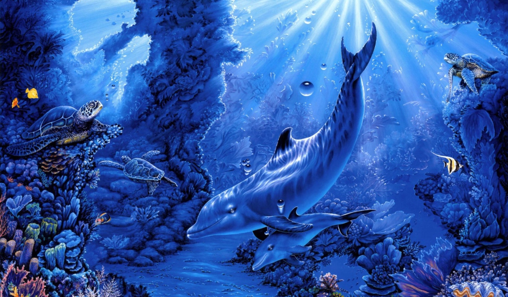 Das Dolphins Life Wallpaper 1024x600