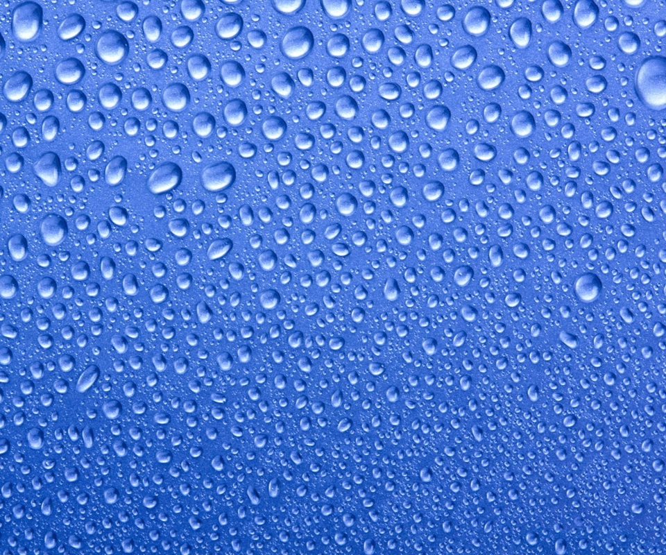 Sfondi Water Drops On Blue Glass 960x800