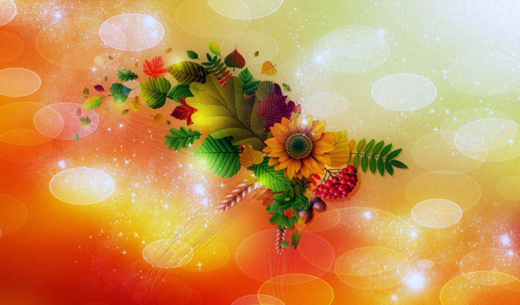 Autumn Flora Art with Oak Leaves screenshot #1 1024x600