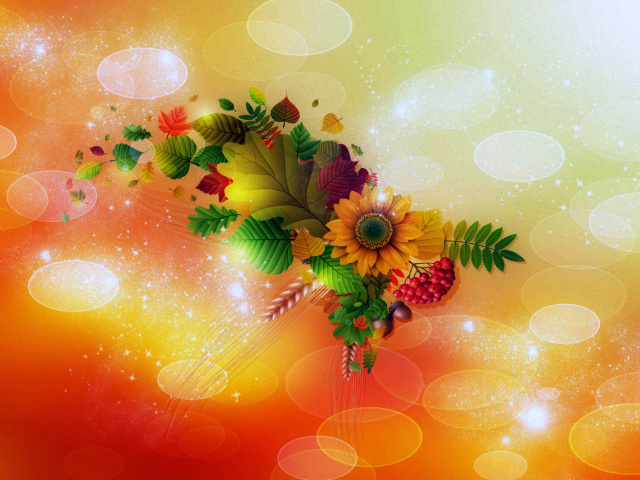 Fondo de pantalla Autumn Flora Art with Oak Leaves 640x480
