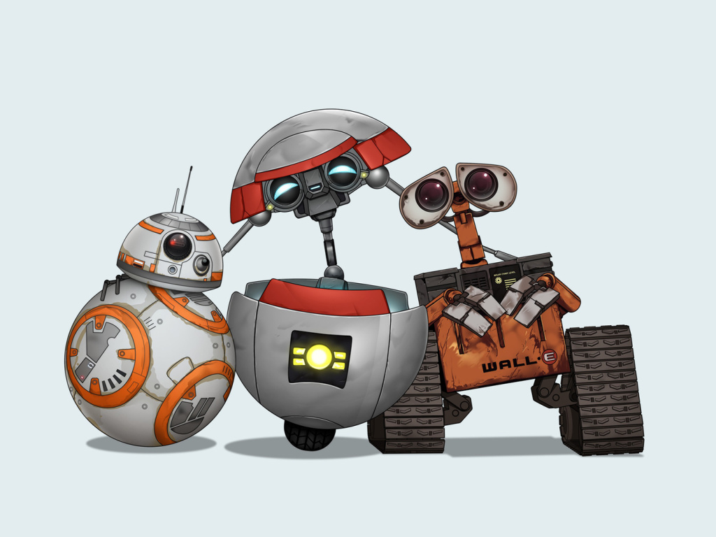 Обои Star Wars and Walle 1024x768