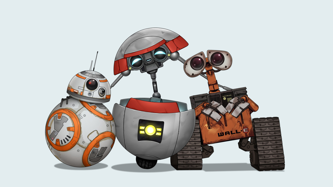 Star Wars and Walle wallpaper 1366x768