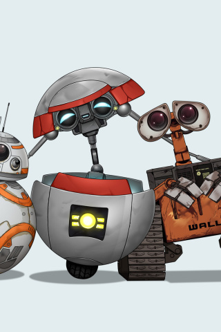 Fondo de pantalla Star Wars and Walle 320x480