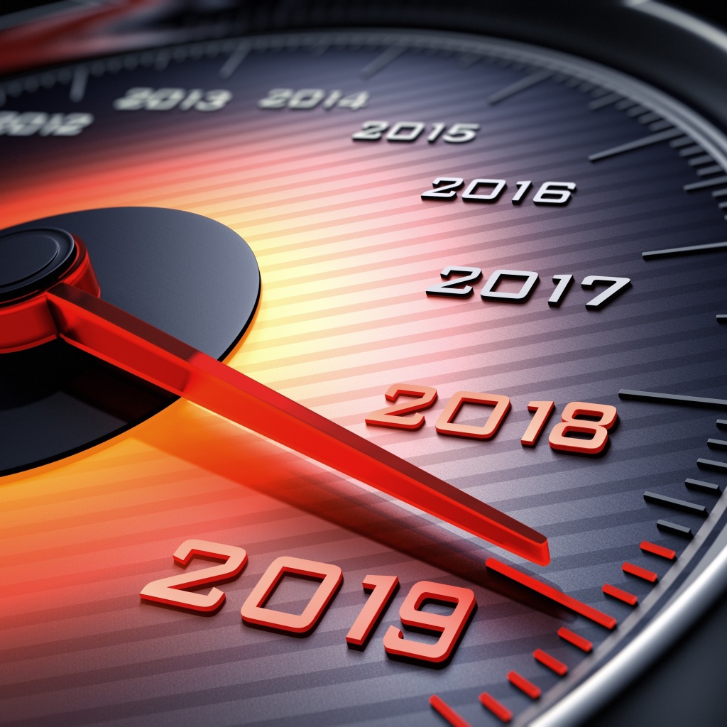 2019 New Year Car Speedometer Gauge wallpaper 1024x1024