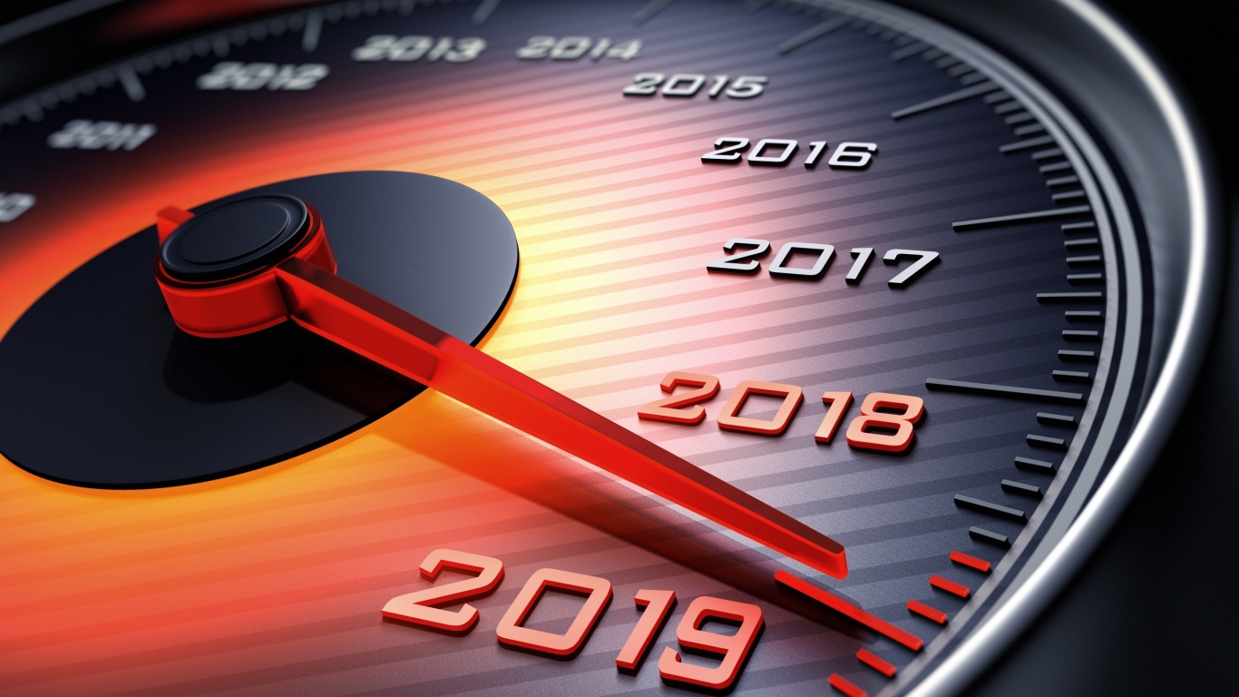 Обои 2019 New Year Car Speedometer Gauge 1366x768
