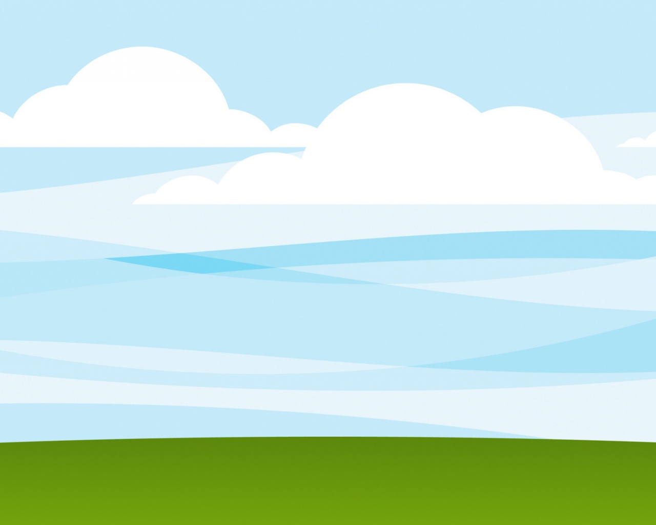Screenshot №1 pro téma White Clouds, Blue Sky, Green Grass 1280x1024