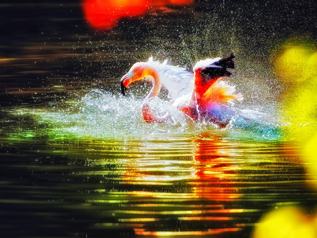 Sfondi Flamingo Splash 1024x768