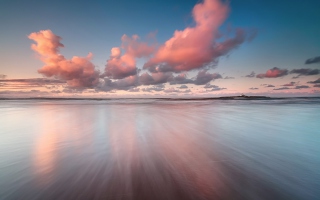 Beautiful Pink Clouds Over Sea Background for Android, iPhone and iPad