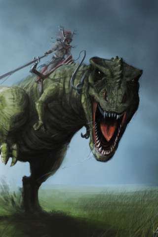 Fondo de pantalla Angry Dinosaur 320x480
