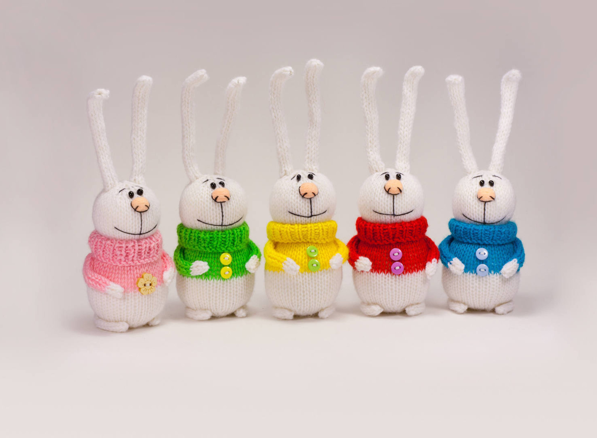 Das Funny Knitted Bunnies Wallpaper 1920x1408