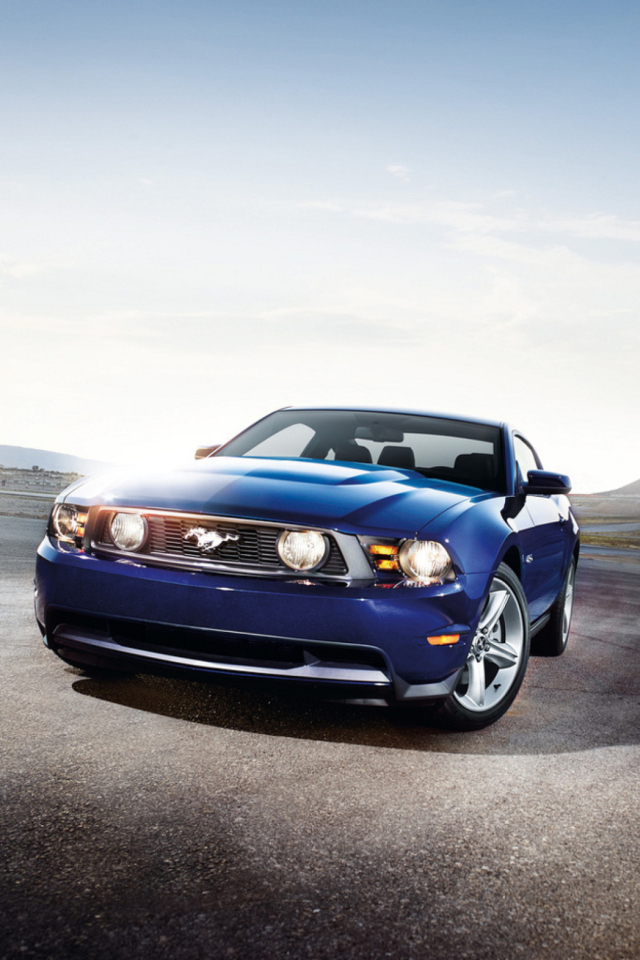 Blue Ford Mustang wallpaper 640x960