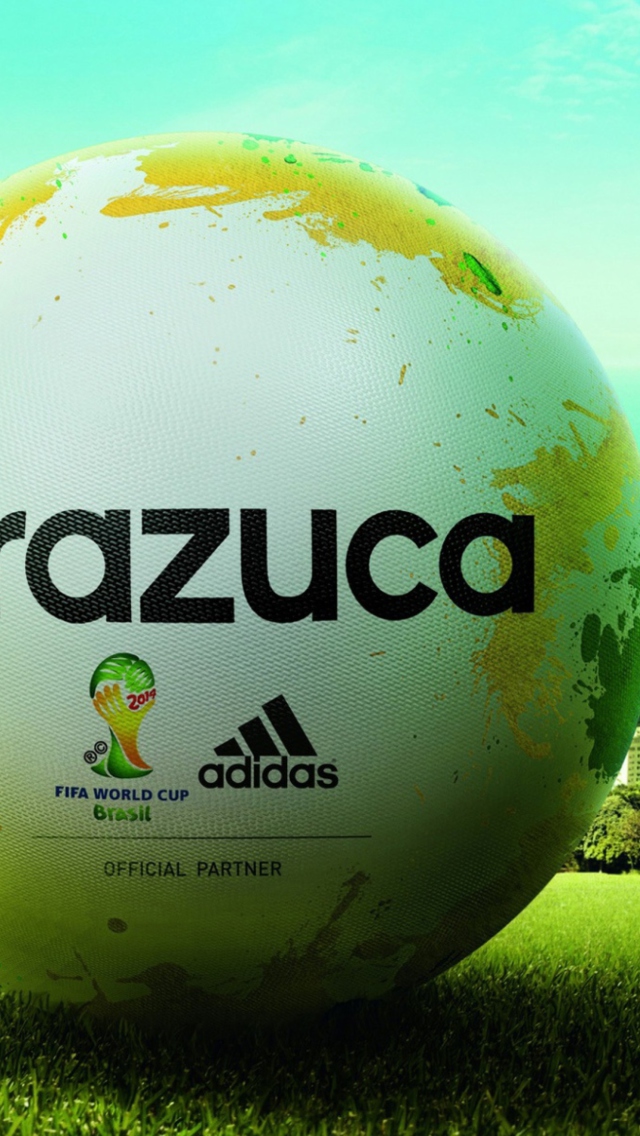 Обои Adidas Brazuca Match Ball FIFA World Cup 2014 640x1136