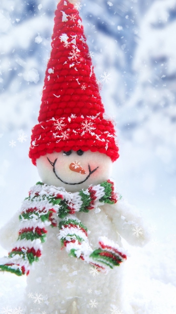 Обои Cute Snowman Red Hat 360x640
