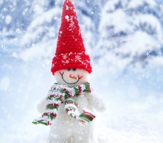 Kostenloses Cute Snowman Red Hat Wallpaper für 1024x1024