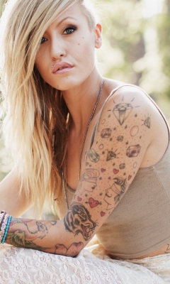 Blonde Model With Tattoes wallpaper 240x400