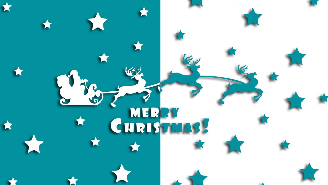 Fondo de pantalla Merry christmas, Santa Claus on deer Illustration 1280x720