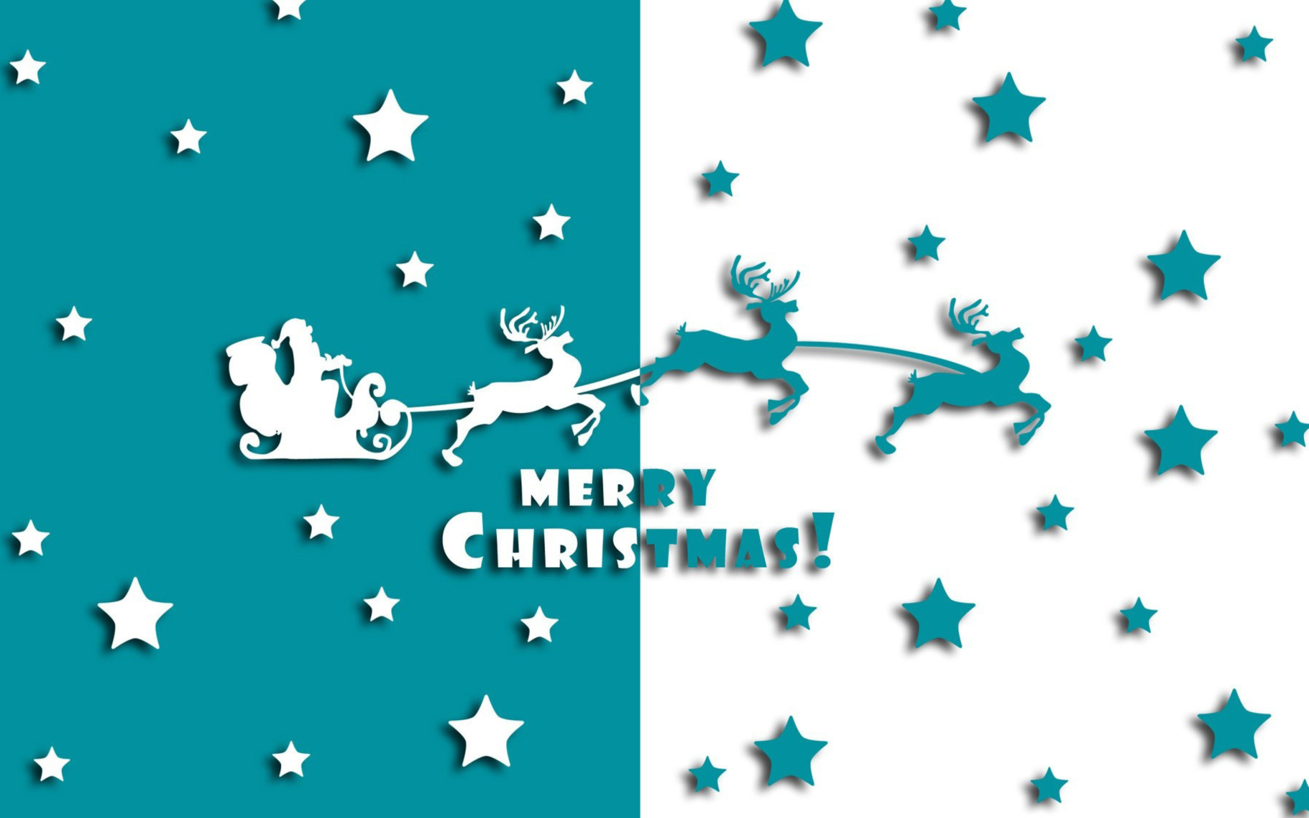 Merry christmas, Santa Claus on deer Illustration screenshot #1 2560x1600