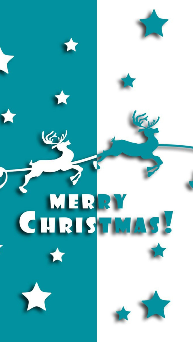 Merry christmas, Santa Claus on deer Illustration wallpaper 640x1136