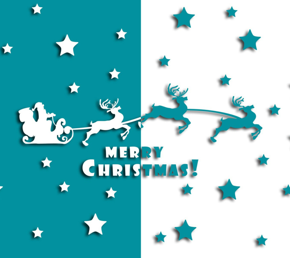 Обои Merry christmas, Santa Claus on deer Illustration 960x854