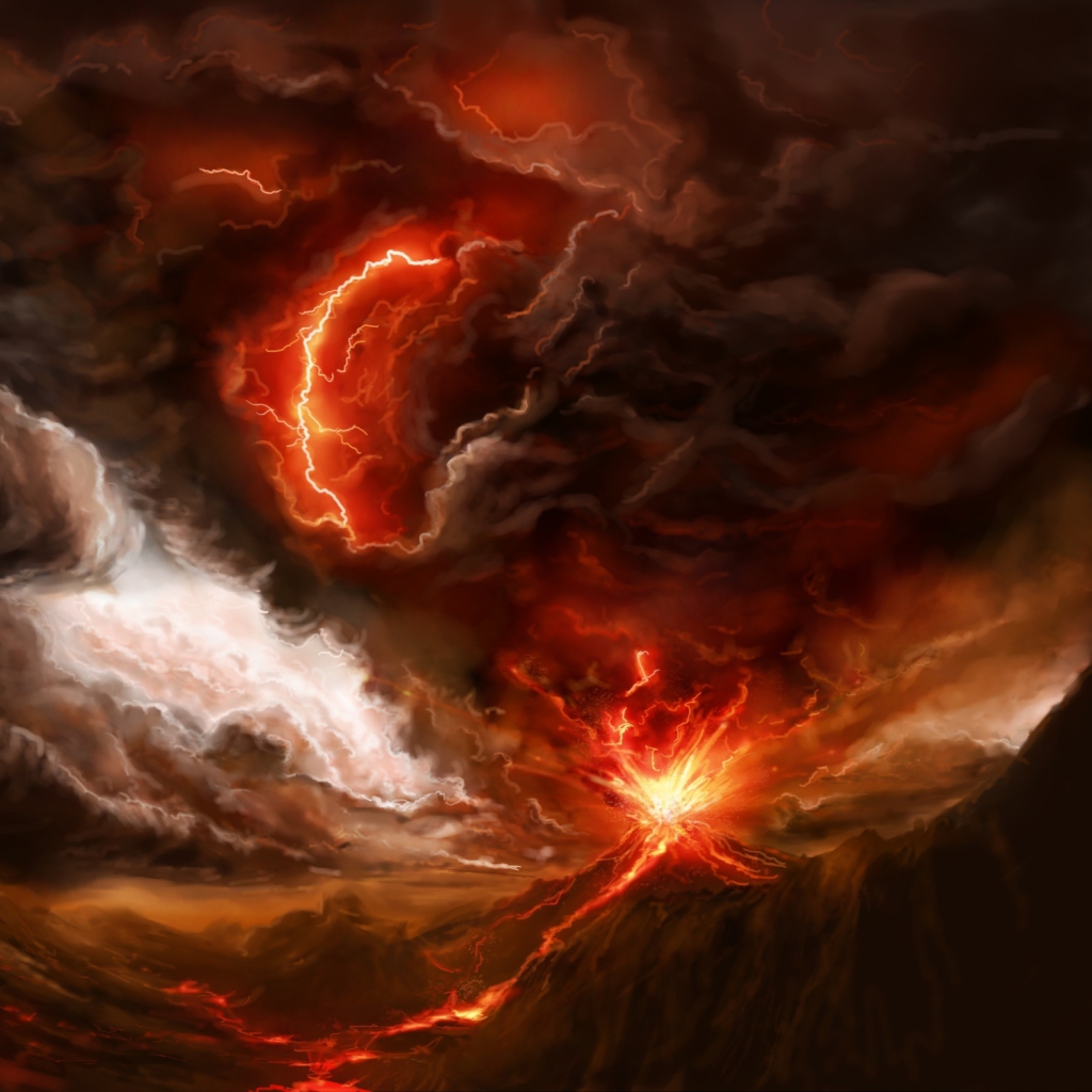 Das Lava And Volcano Wallpaper 1024x1024