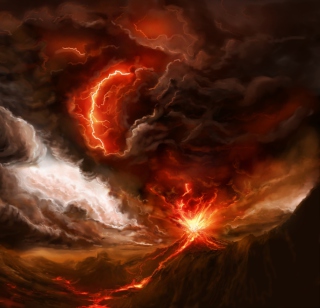 Lava And Volcano - Obrázkek zdarma pro 1024x1024