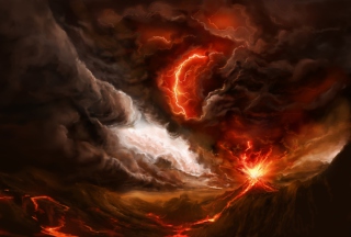 Lava And Volcano - Obrázkek zdarma pro 1024x600