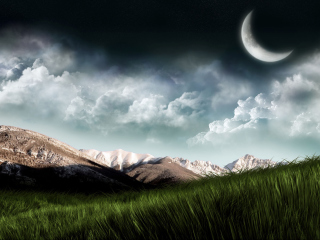 Das 3D Moon Landscape Photography Wallpaper 320x240