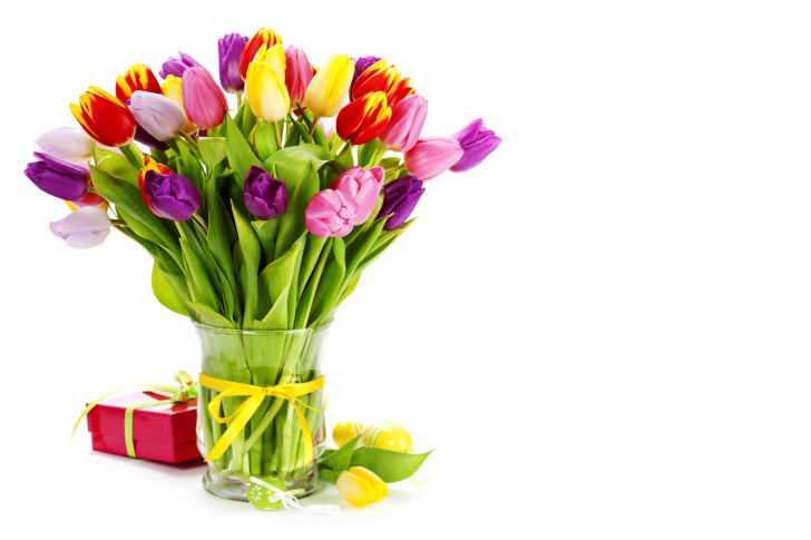 Tulips Bouquet and Gift wallpaper