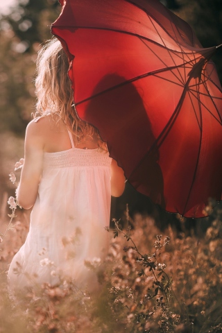 Girl With Red Umbrella wallpaper 320x480
