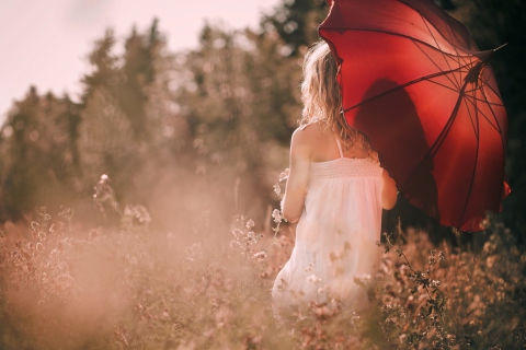 Girl With Red Umbrella wallpaper 480x320