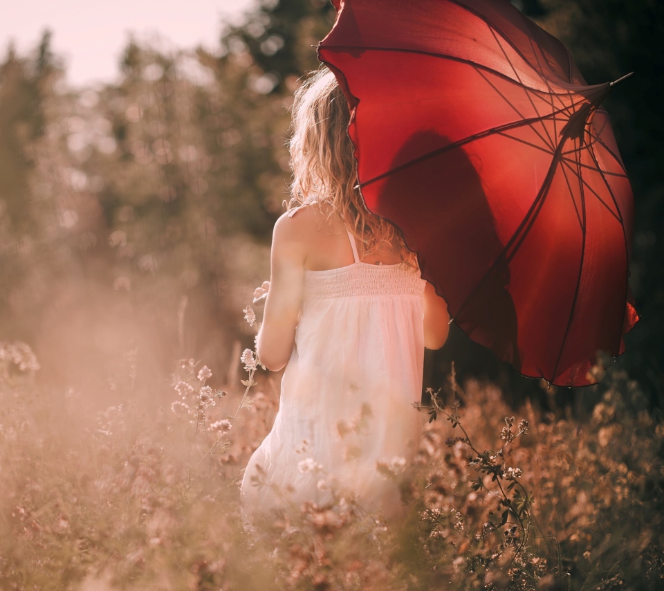 Girl With Red Umbrella wallpaper 960x854