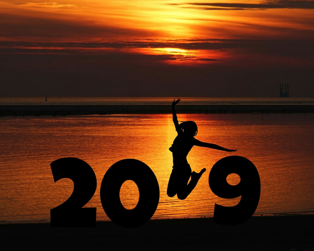 Обои 2019 New Year Sunset 1280x1024