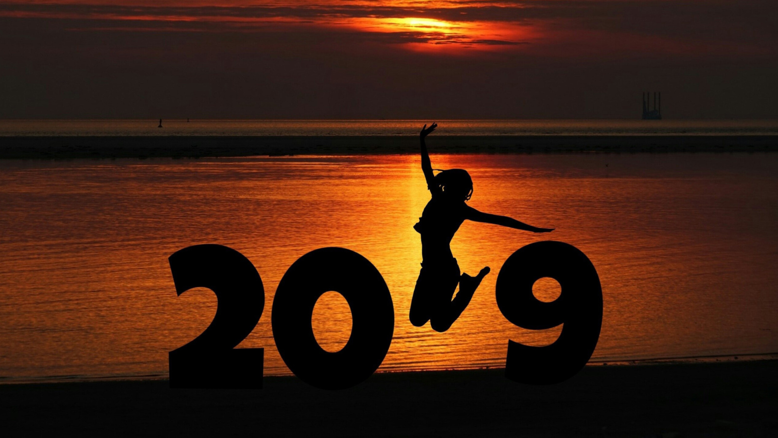 Das 2019 New Year Sunset Wallpaper 1600x900