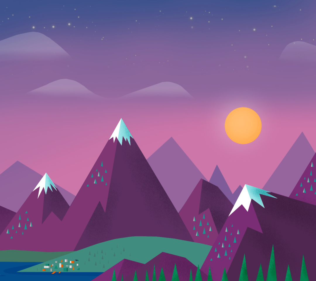 Purple Mountains Illustration wallpaper 1080x960