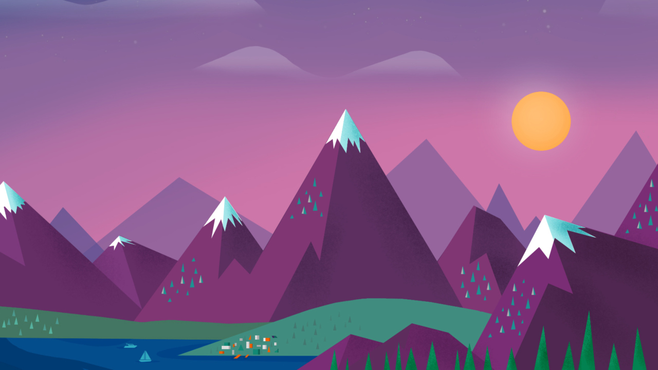 Fondo de pantalla Purple Mountains Illustration 1280x720