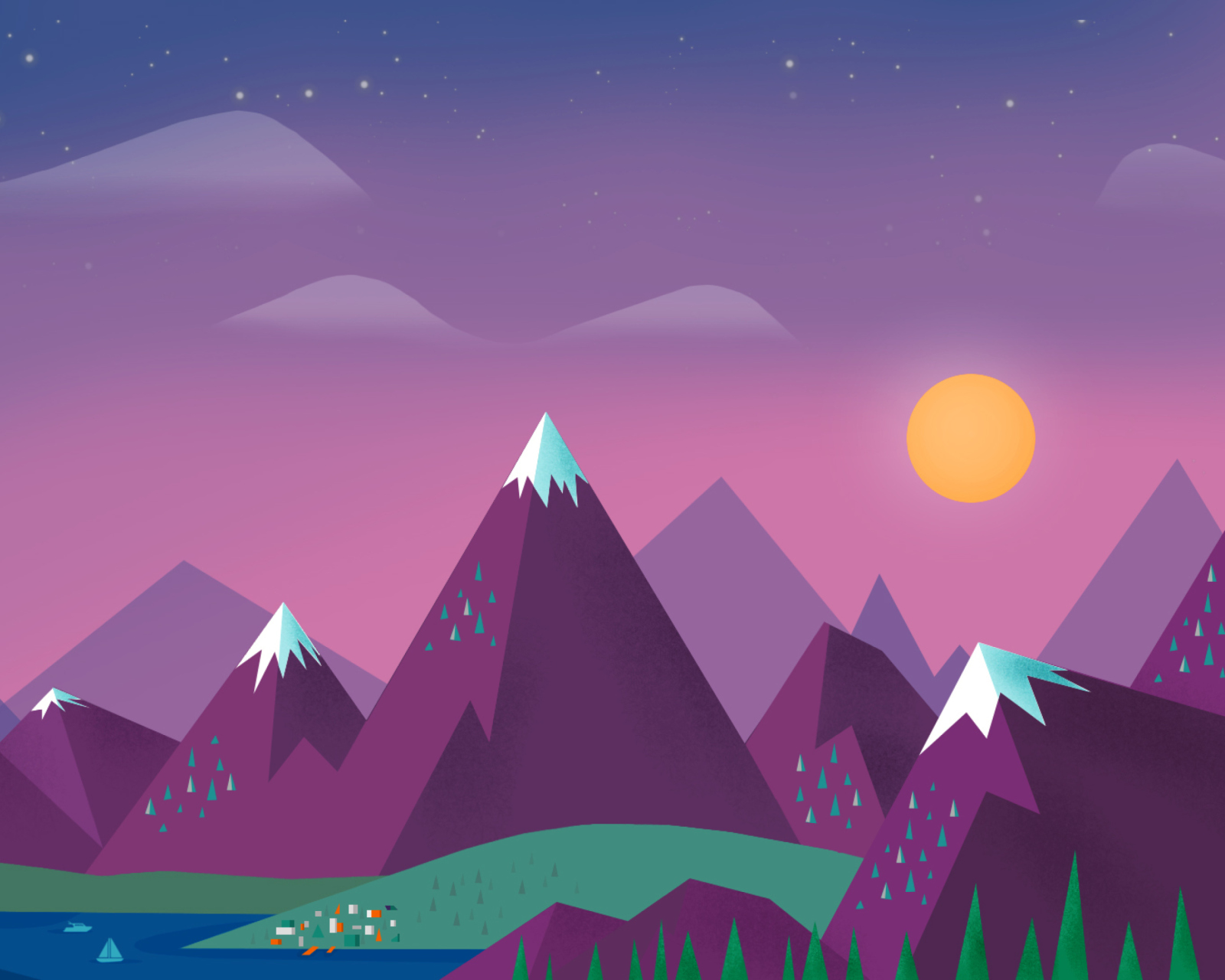 Screenshot №1 pro téma Purple Mountains Illustration 1600x1280