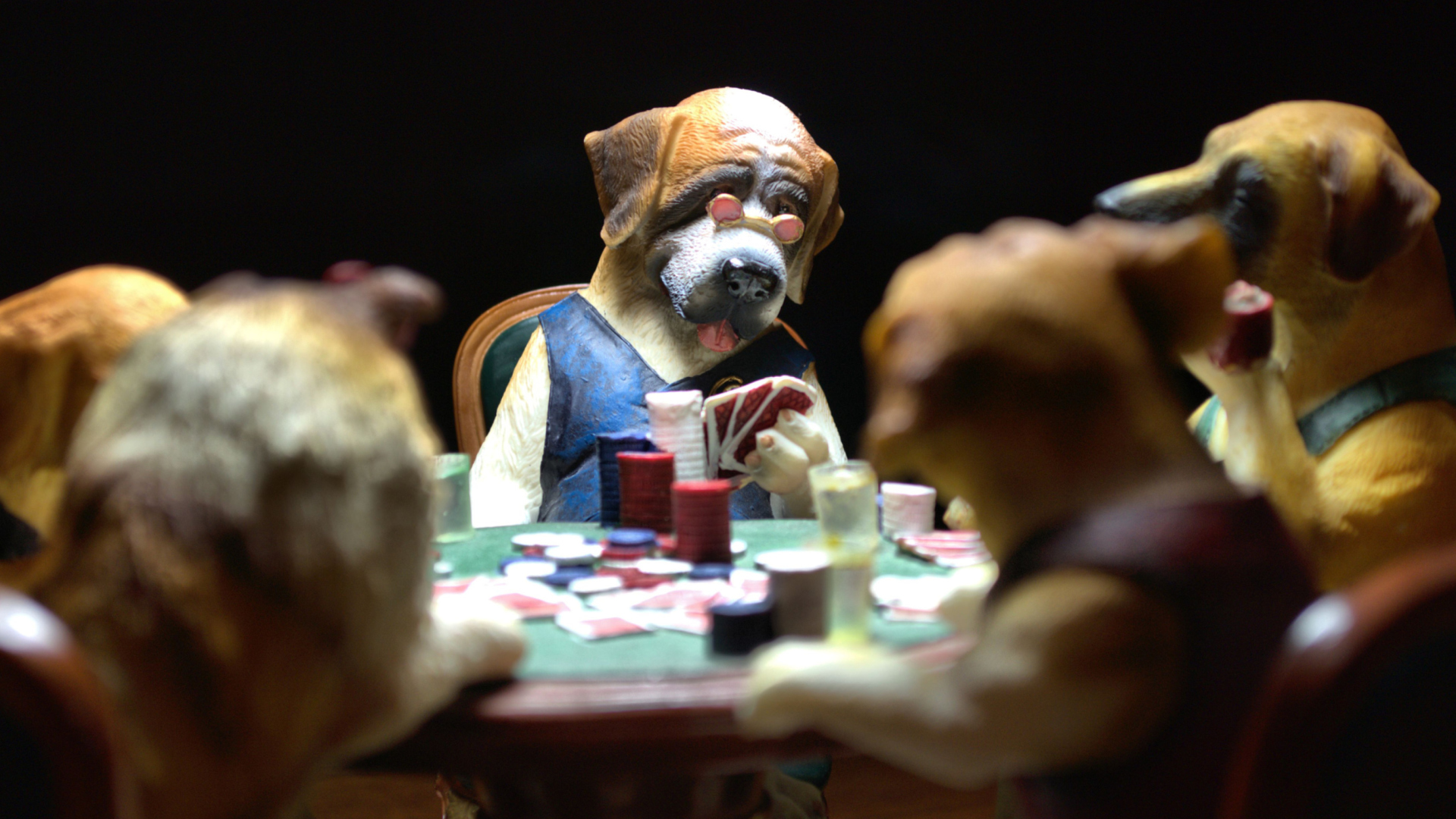 Fondo de pantalla Dogs Playing Poker 1920x1080