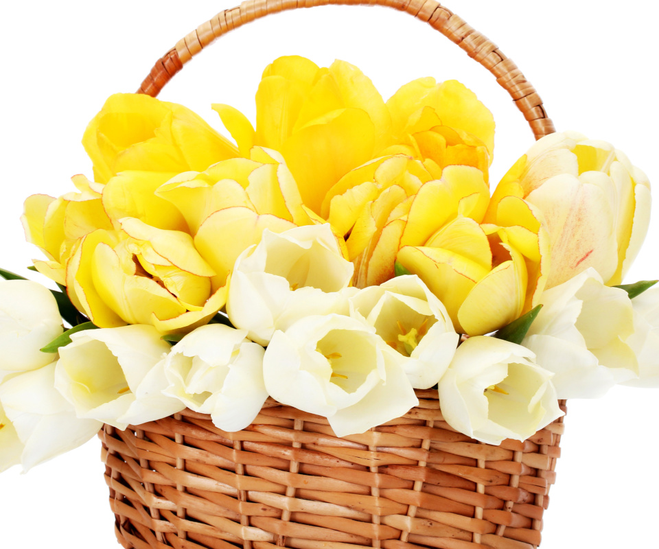 Spring Tulips in Basket screenshot #1 960x800