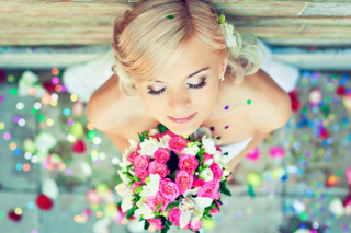 Cute Blonde Bride Background for Android, iPhone and iPad
