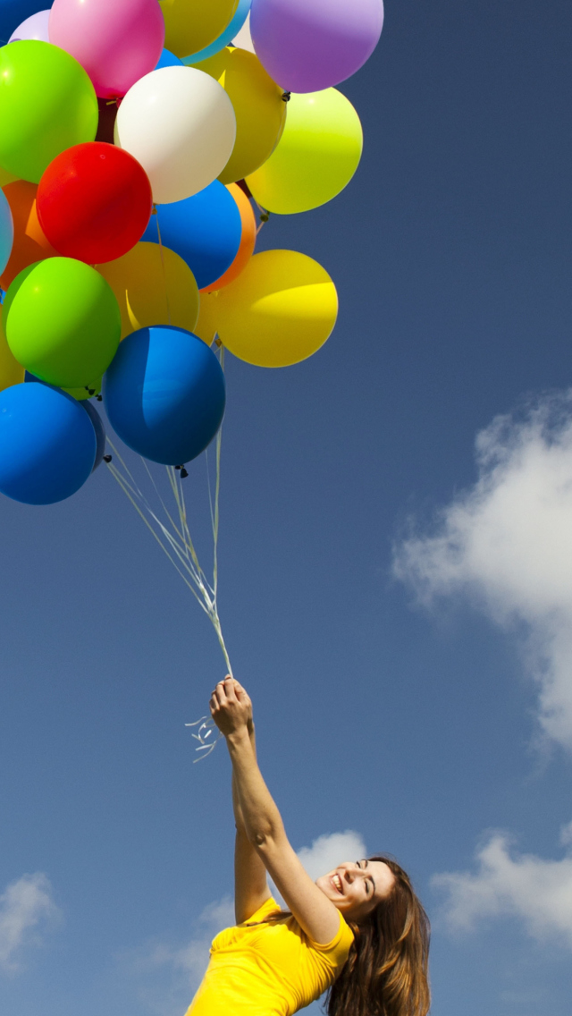 Girl With Balloons wallpaper 640x1136